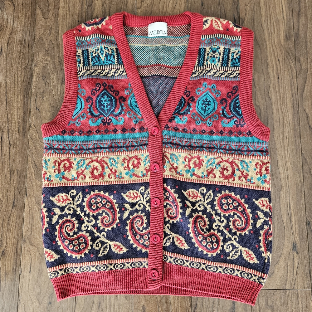 Vintage Paisley Sweater Vest - Adult Large